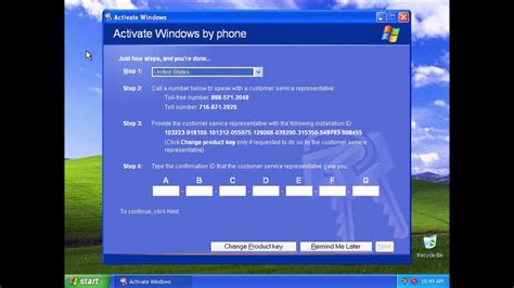 Activate windows xp by telephone